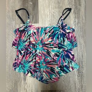 Azul Colorful Tankini Top Size 16 Adjustable And Padded